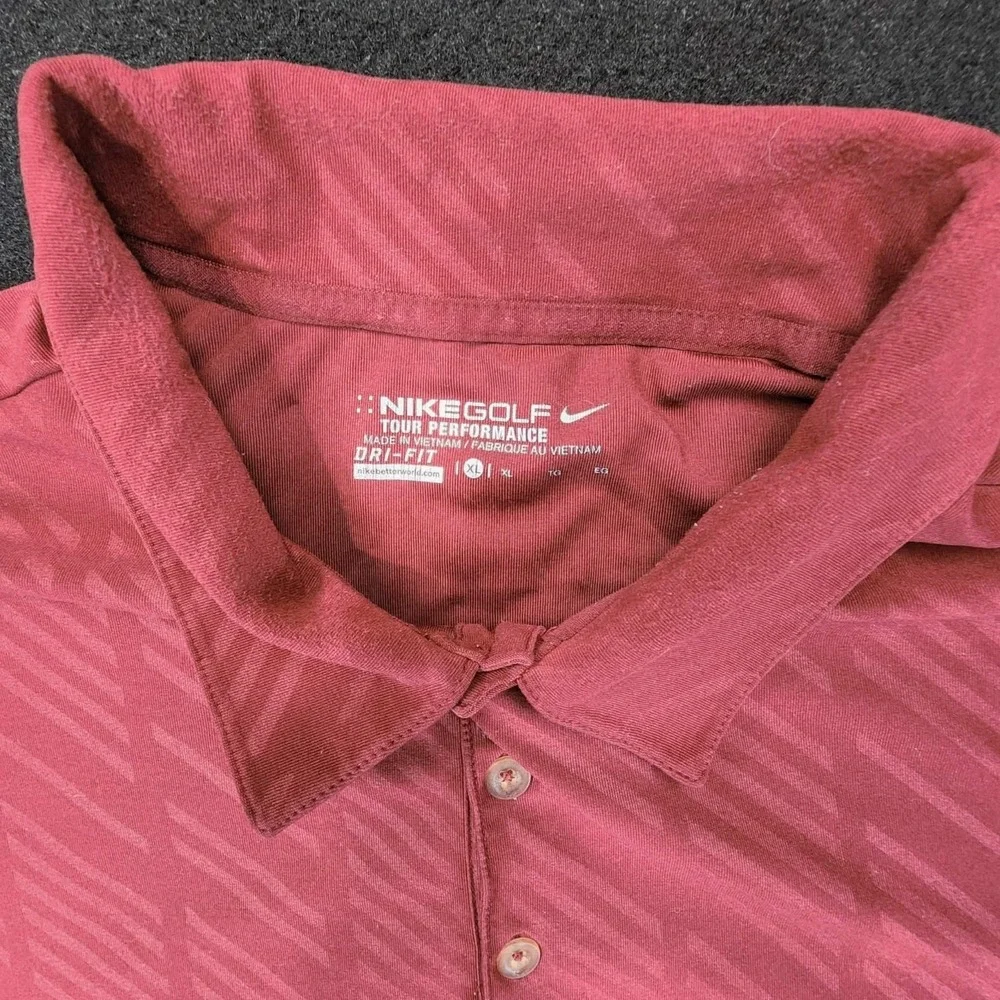 Nike Polo Shirt Mens XL‎ Red Tour Performance Dri-FIT Short Sleeve Graphic Golf